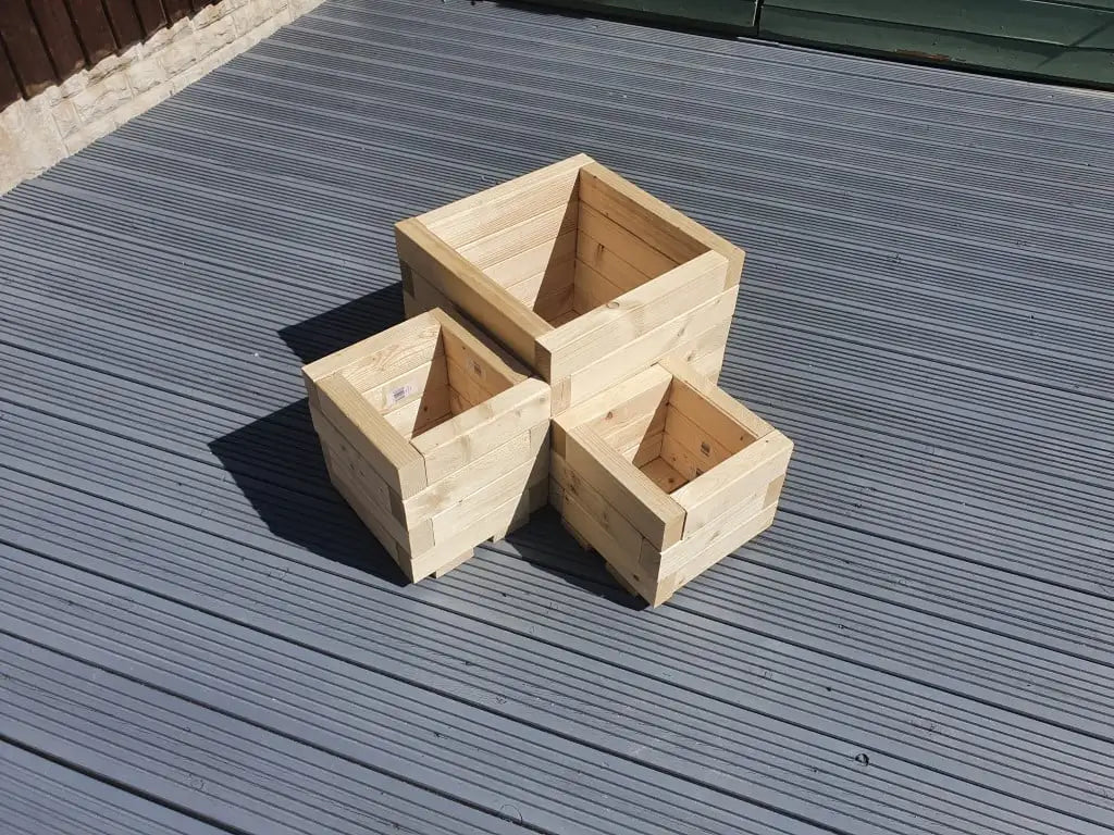 Small Corner Wooden Treated Garden Planter Plant Pot Combi