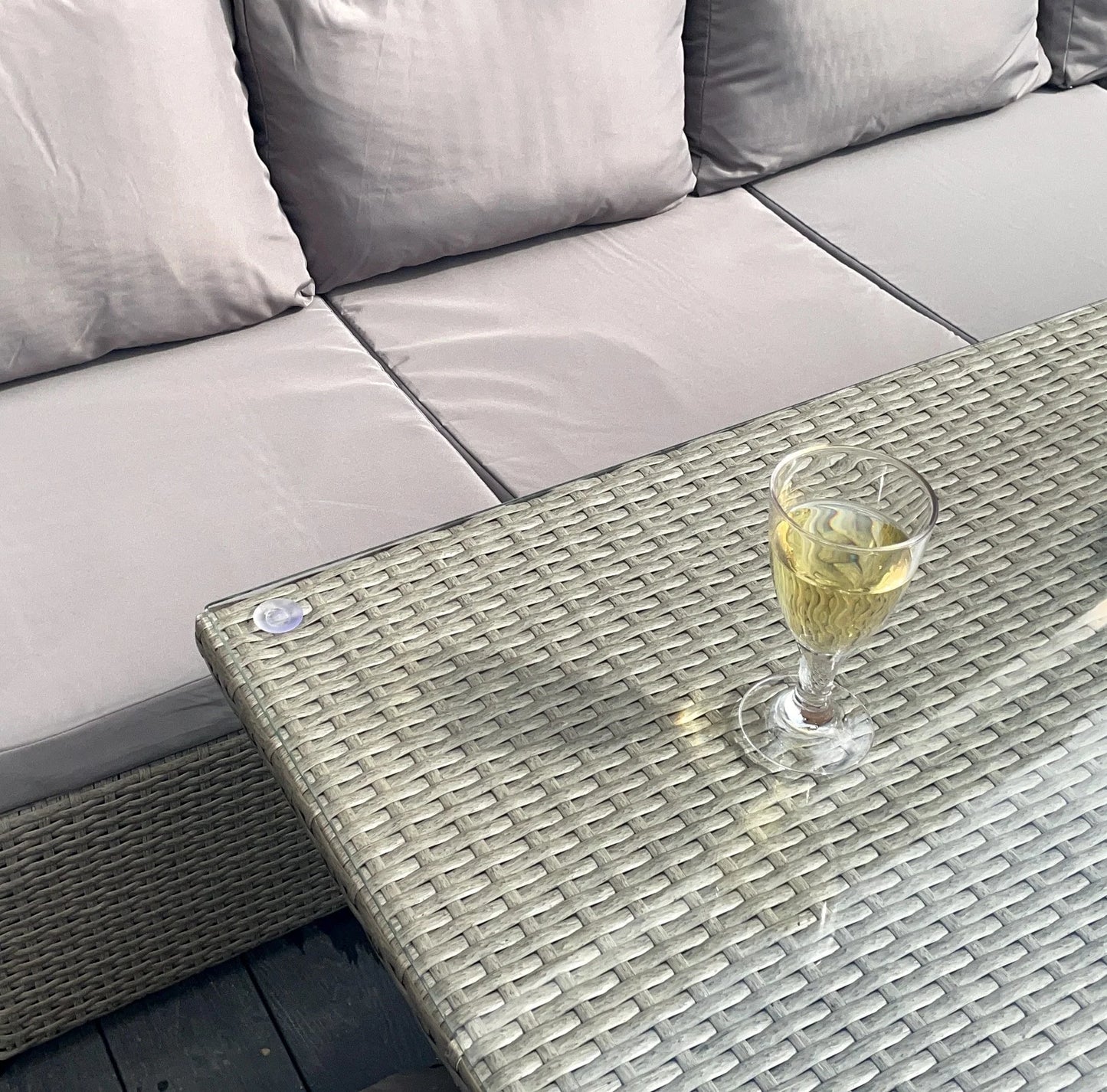 York 8 Seat grey rattan corner sofa dining set