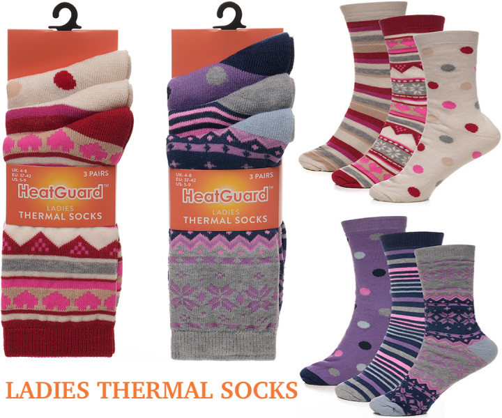 Ladies Fair-Isle & Spots Design Super Soft Comfort Thermal Socks by Foxbury