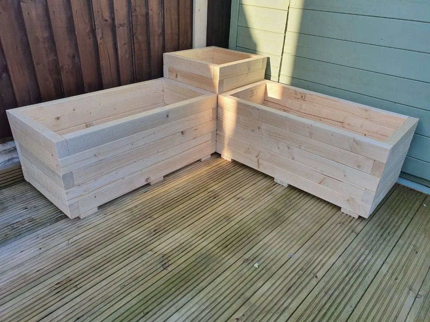Large Corner Wooden Treated Garden Planter Plant Pot Combi