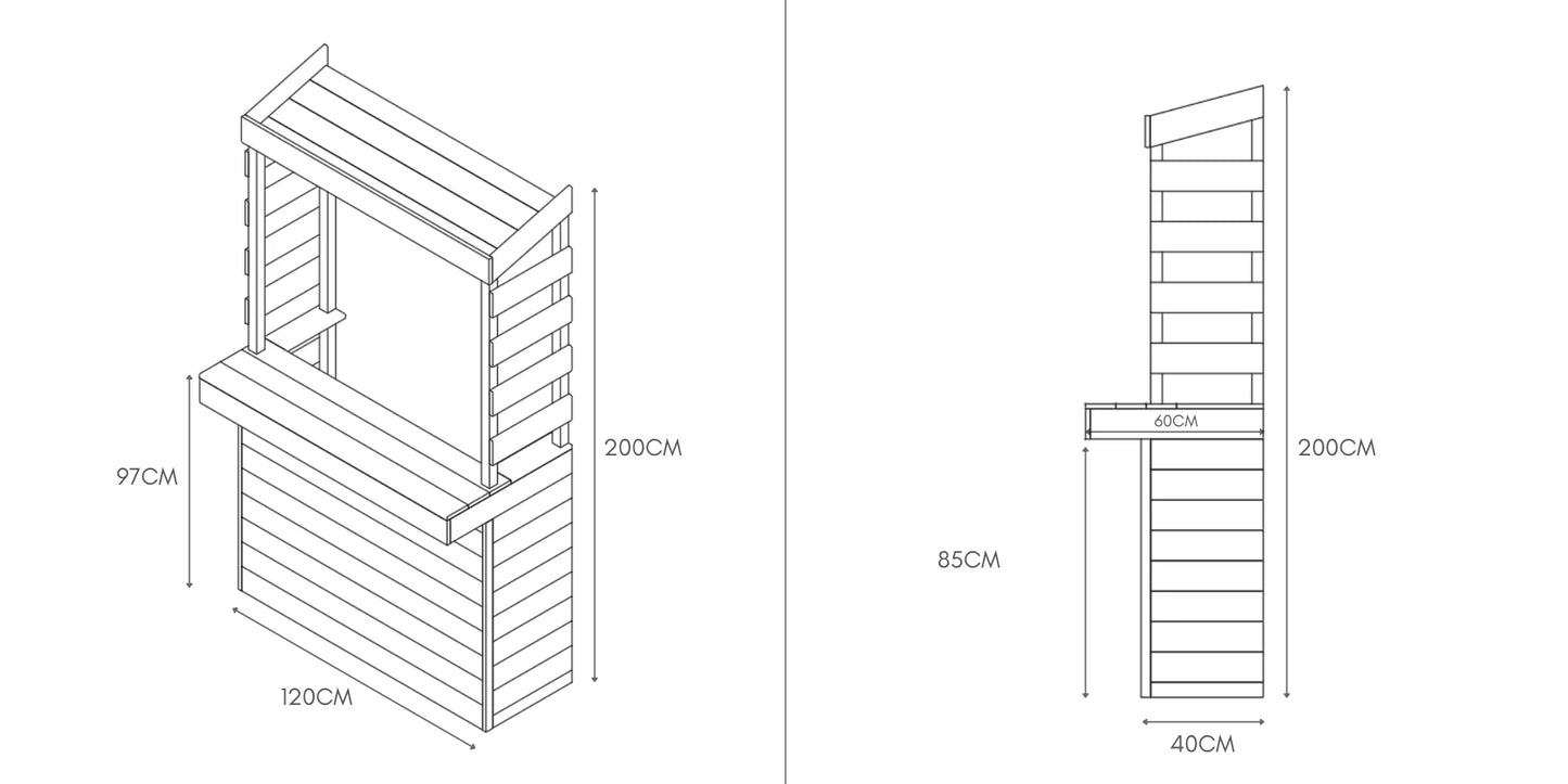 Large Rustic Wooden Garden Bar with Roof