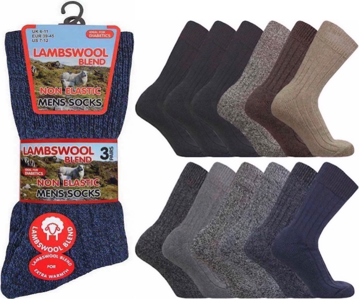 Men's Chunky 20% Wool Blend Non Elastic Padded Cushioned Sole Boot Socks UK 6-11