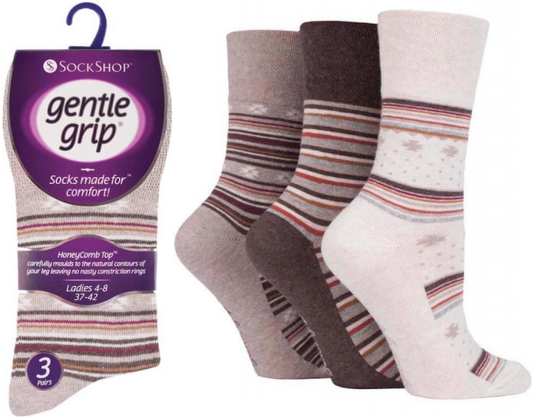 Ladies Gentle Grip Non Binding HoneyComb Loose Top Socks UK 4-8 by SockShop