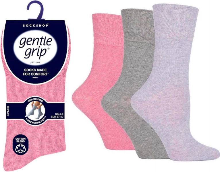 Ladies Gentle Grip Non Binding HoneyComb Loose Top Socks UK 4-8 by SockShop