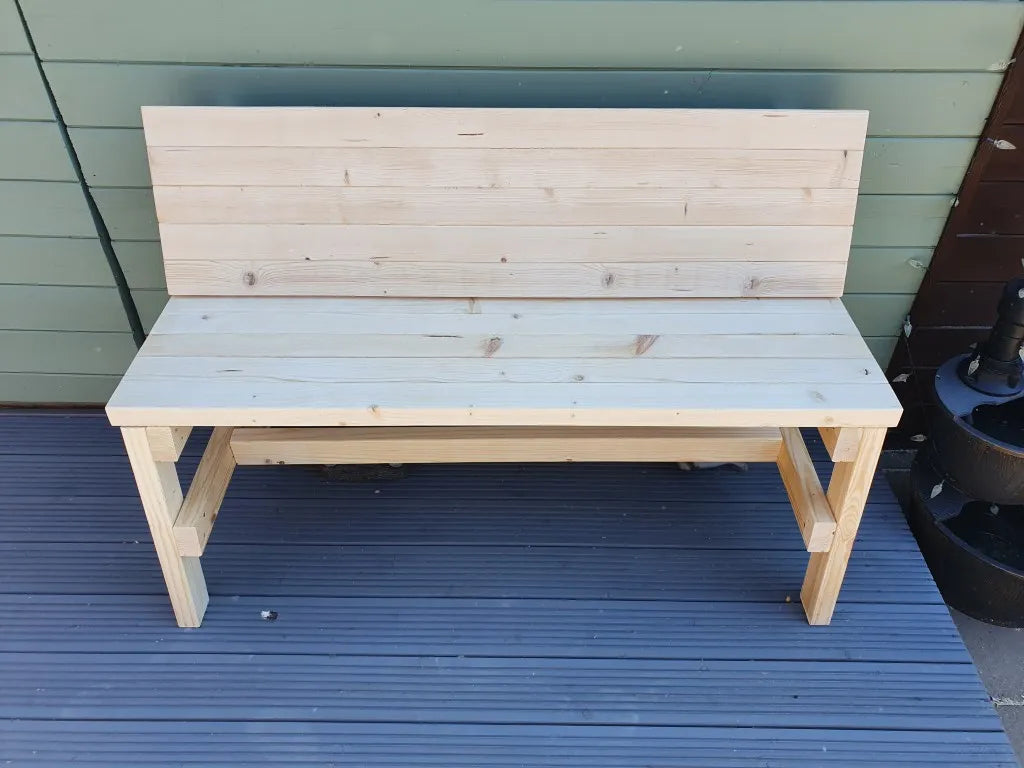 Wooden Bench Garden Bench With Back (2 SEATER) 120cm x 51cm x 76cm