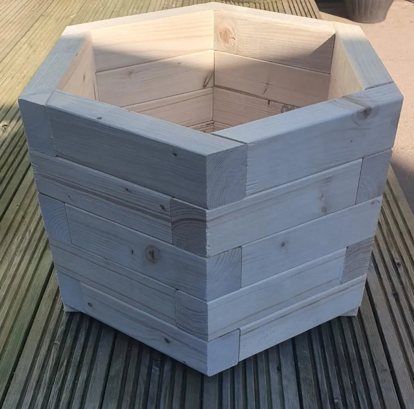 Hexagonal Wooden Garden Planter Plant Pot Hexagon – Different Heights
