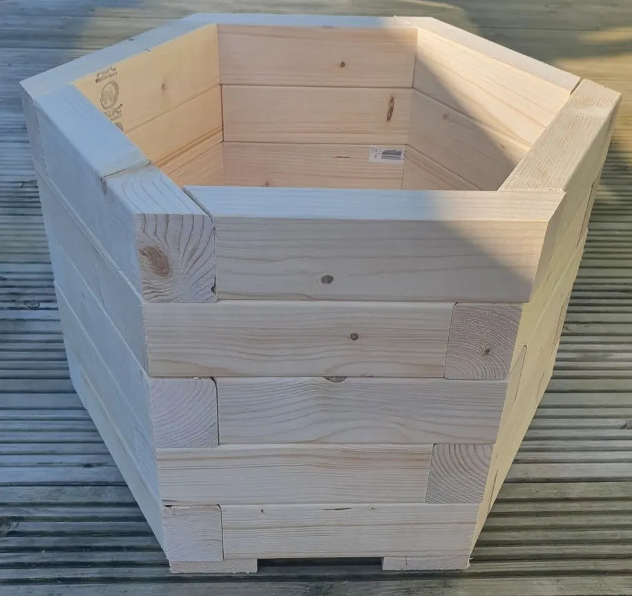 Hexagonal Wooden Garden Planter Plant Pot Hexagon – Different Heights