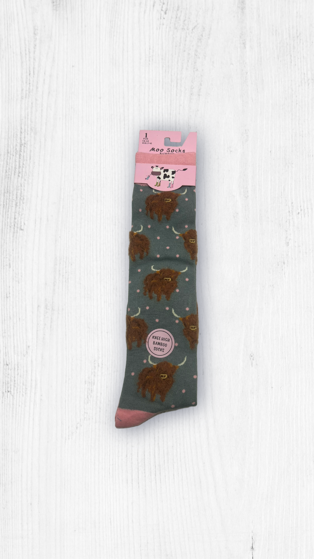 Moo Ladies Knee High Bamboo Socks Uk 4-8