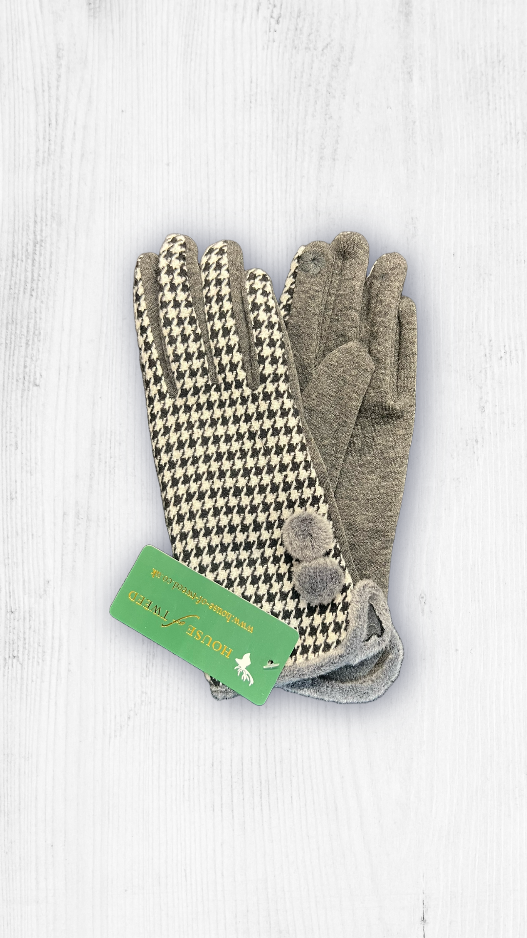 House of Tweed Ladies Luxury Gloves – Check black/white