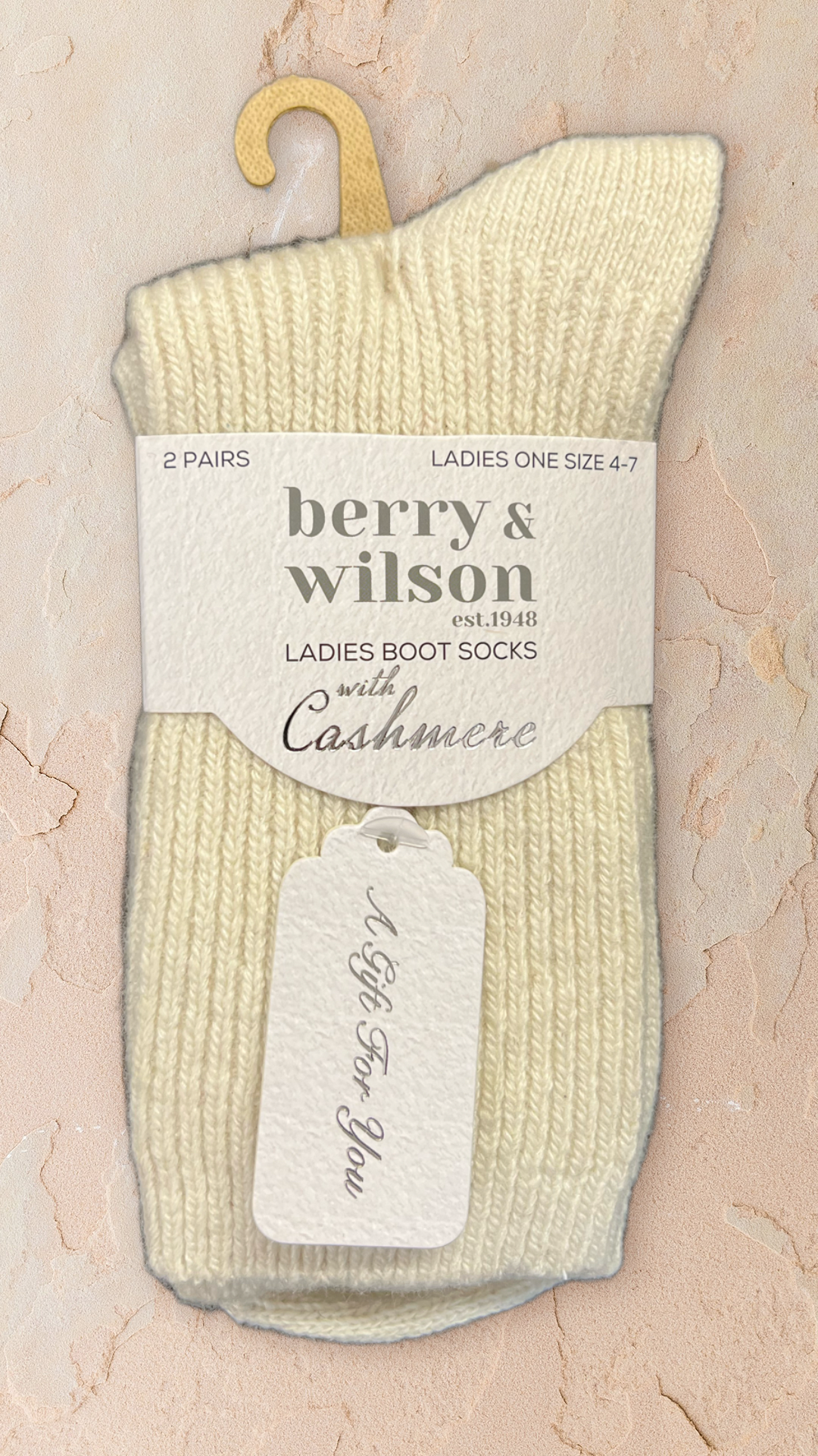 Berry & Wilson Ladies Cashmere Blend Boot Socks – 2 Pair Gift Set