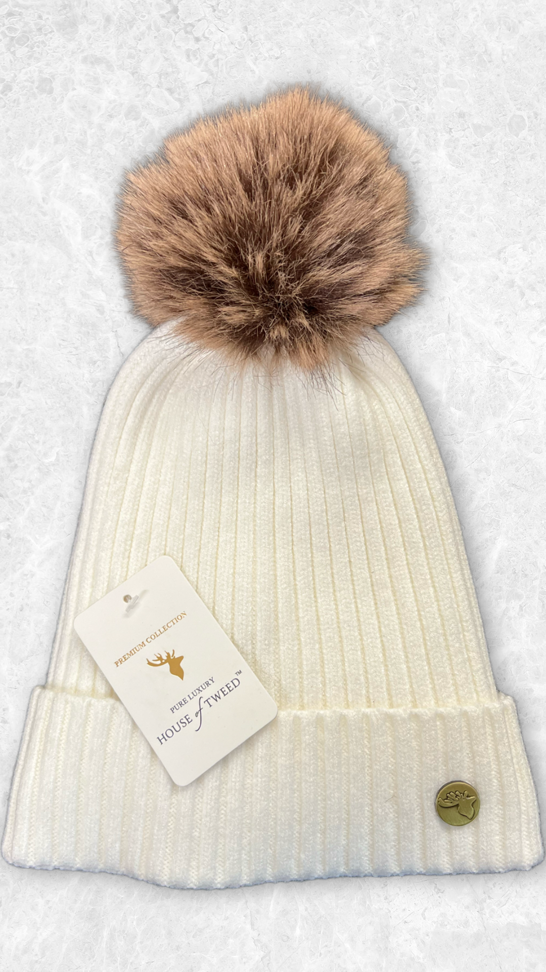 House Of Tweed Luxury Cable/Ribbed Knit Bobble Hat – Premium Collection