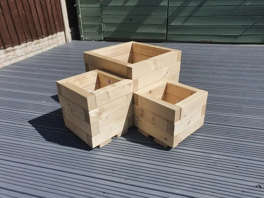 Small Corner Wooden Treated Garden Planter Plant Pot Combi