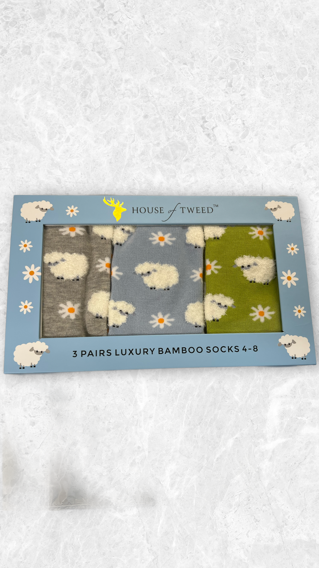House of Tweed Ladies Luxury Bamboo Socks (3-Pair Gift Set) Style Sheep