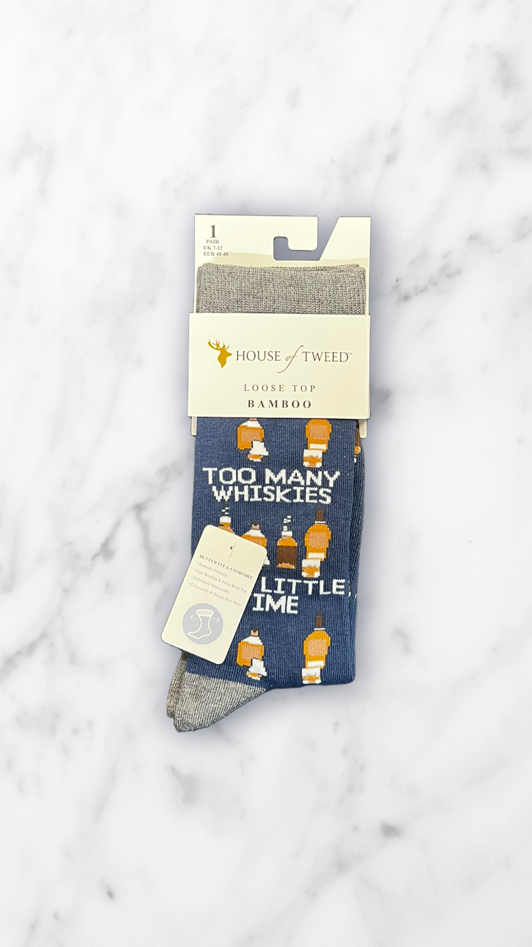 Mens House Of Tweed Bamboo Socks UK 7-12 (Loose Fit/Diabetic Friendly)