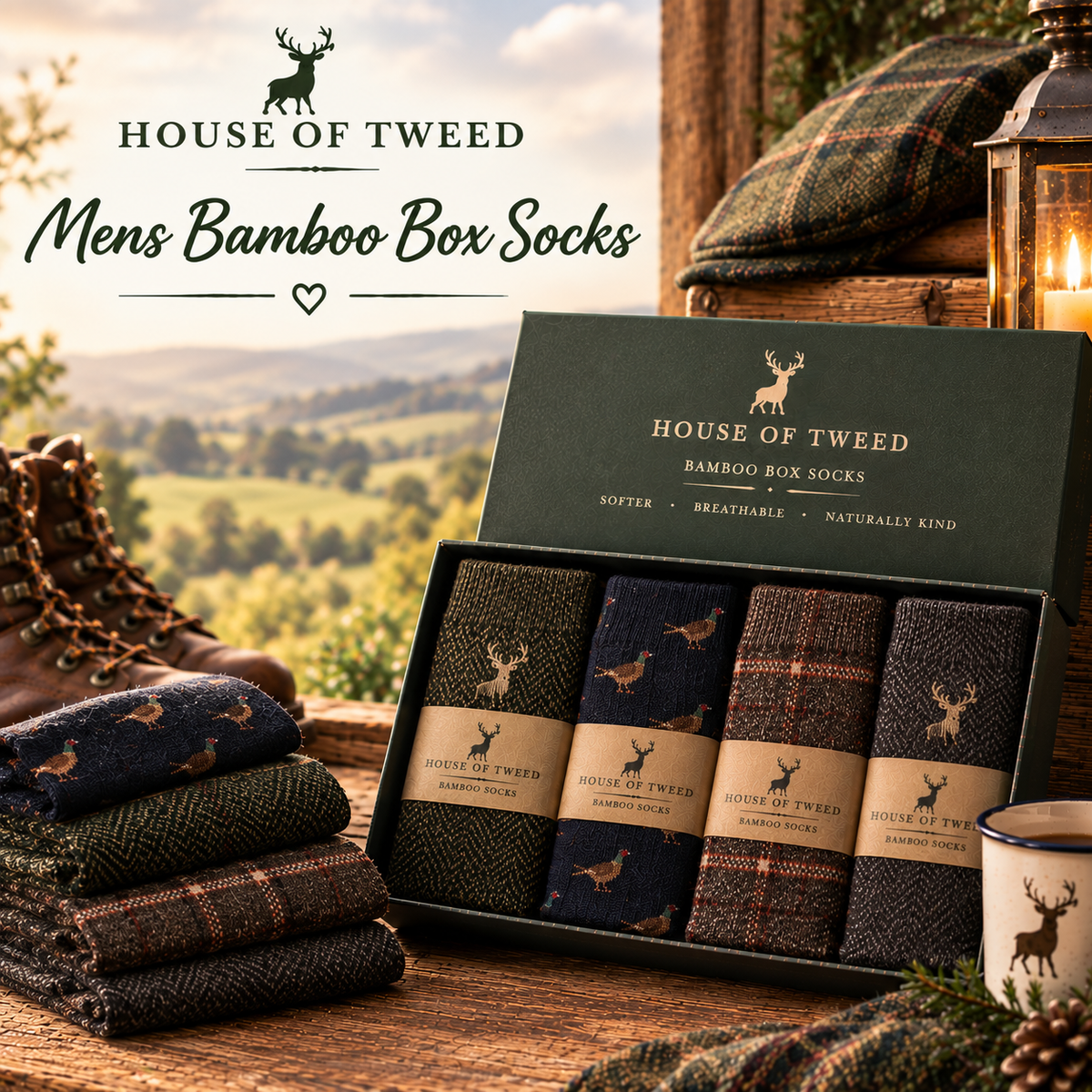 Mens Bamboo Box Socks