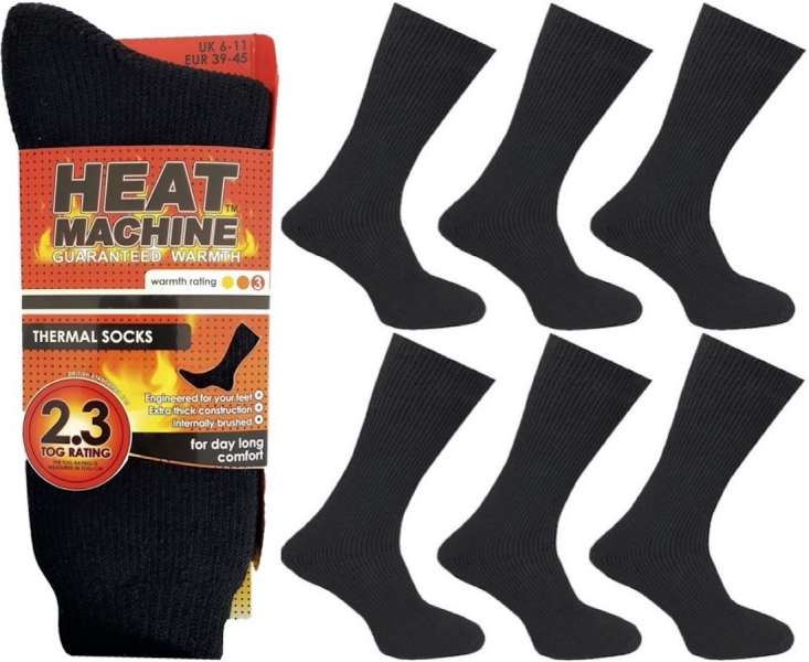 Men's Extra Thick 2.3 tog Rated Brushed Insulated Thermal Socks by Heat Machine