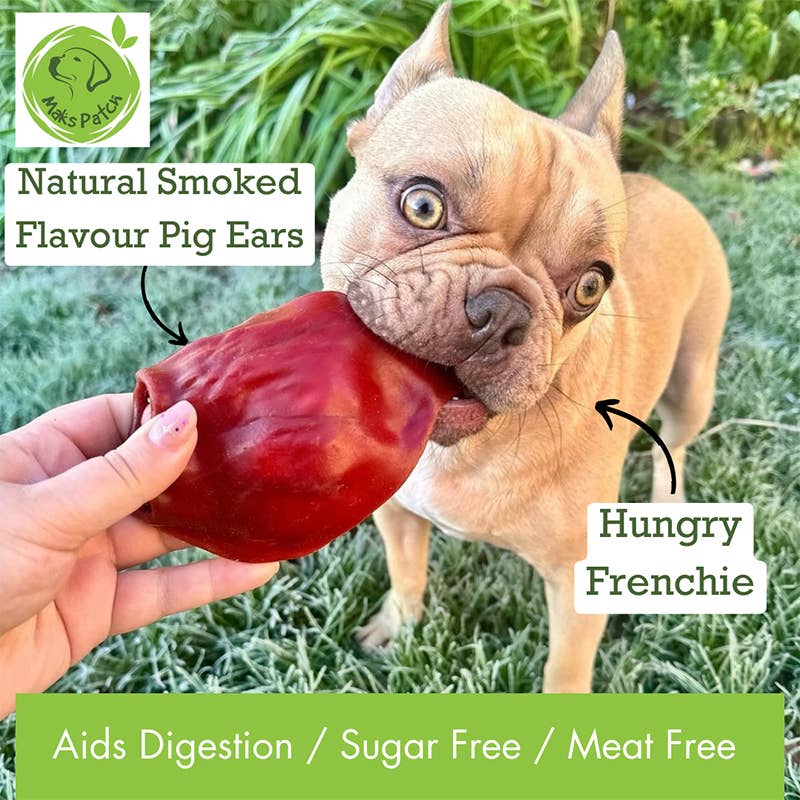 Maks'Patch Natural Vegan Dog Treats Pigs Ear Shaped Natural Smoked Flavour