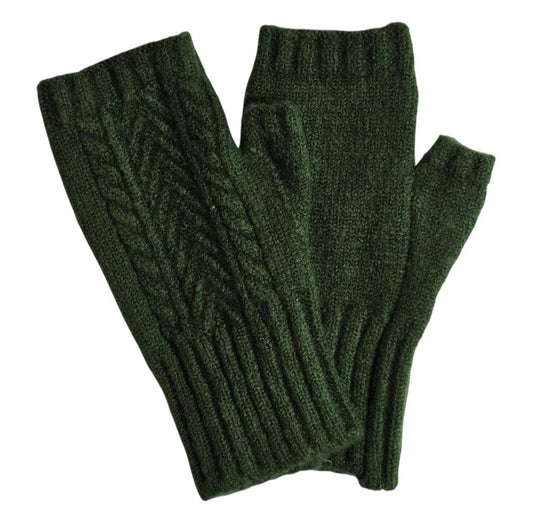 Cashmere Blend Mittens Dark Green