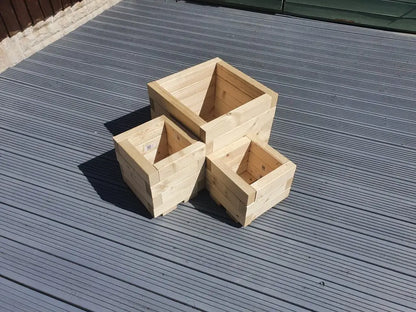 Small Corner Wooden Treated Garden Planter Plant Pot Combi