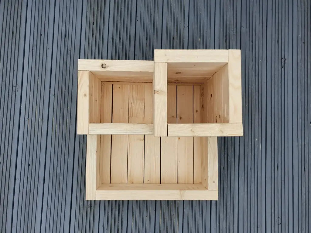 3 TIER WOODEN TREATED GARDEN PLANTER 3 TIERED PLANT POT 50cm x 50cm x 40cm