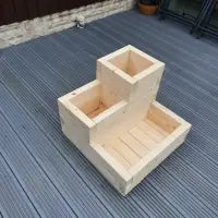 3 TIER WOODEN TREATED GARDEN PLANTER 3 TIERED PLANT POT 50cm x 50cm x 40cm