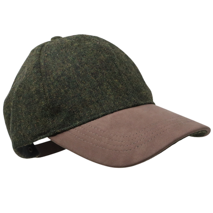 Plain Tweed Baseball Cap with wax peak 3 colours to choose from