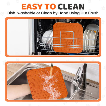 Lick Mat For Dogs with Spreader & Brush
