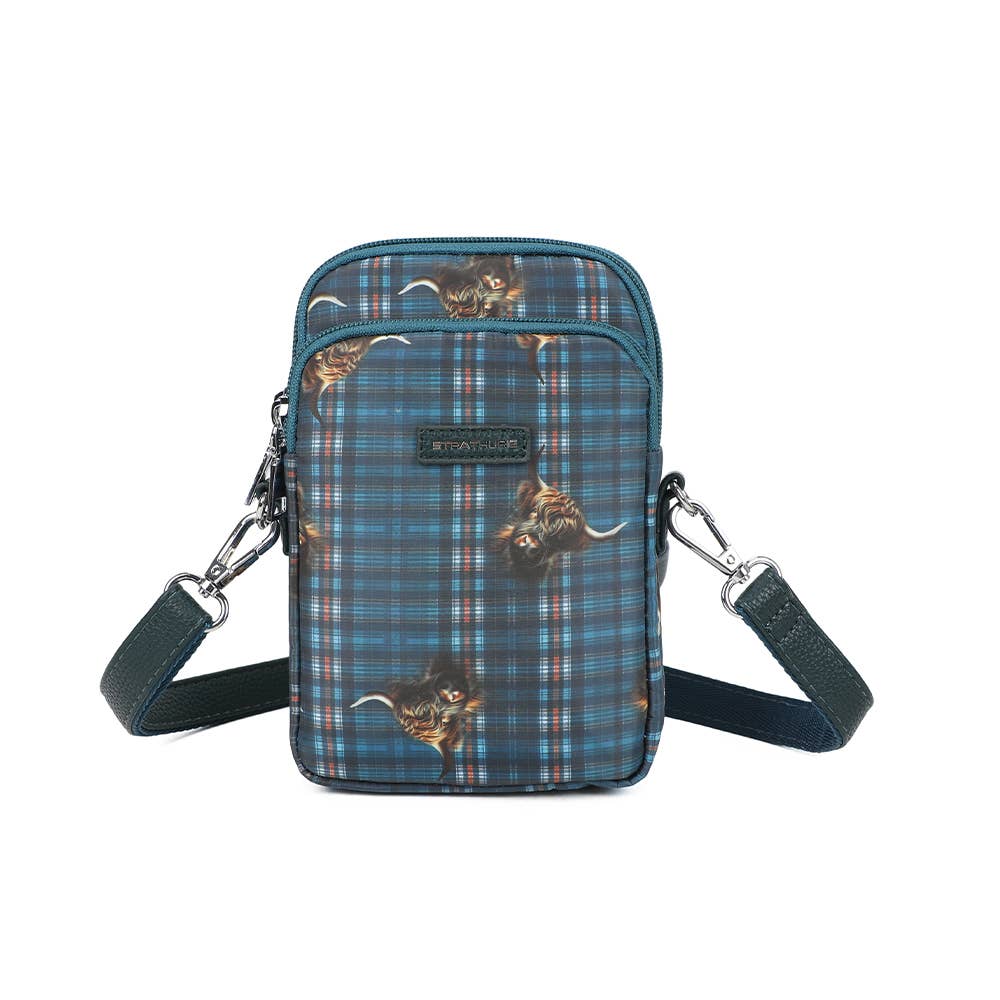 Highland Cow Print Mobile Crossbody Shoulder Bag Red