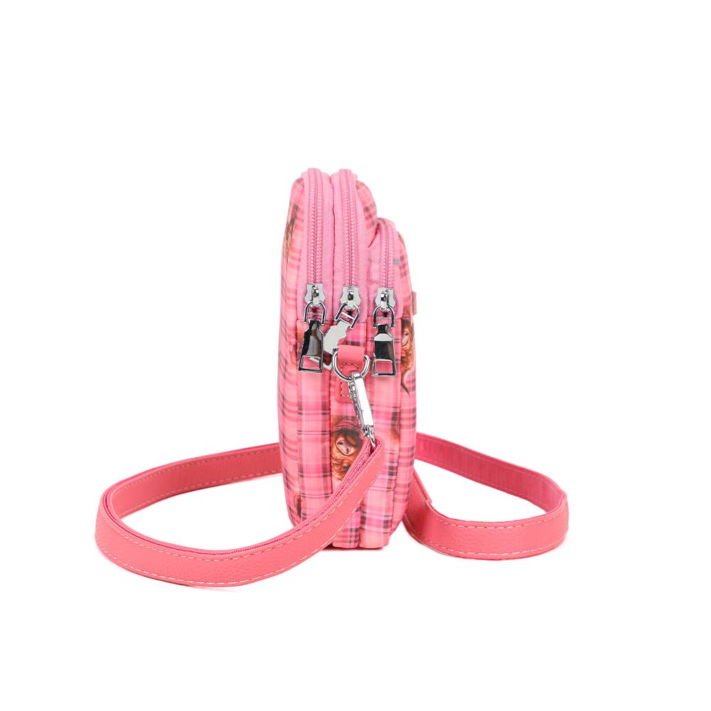Highland Print Mobile Crossbody Shoulder Bag Baby Pink