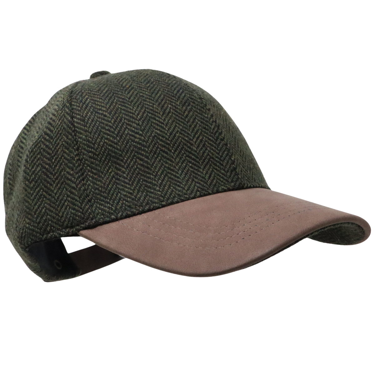 Green Herringbone Tweed Baseball Cap
