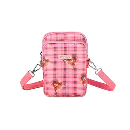 Highland Cow Print Mobile Crossbody Shoulder Bag Blue