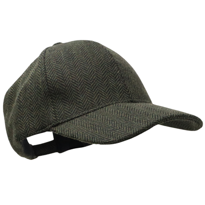 Herringbone Tweed Baseball Cap with Self-Coloured Peak.