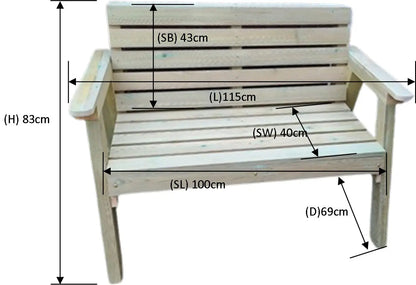 Premium 2 Seater Wooden Classic Garden Bench