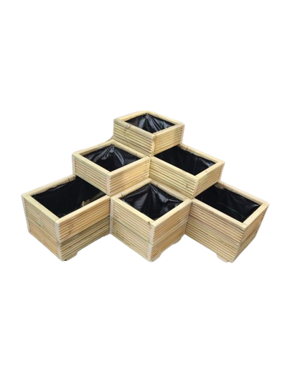 3 TIERED L SHAPE CORNER WITH SQUARE GARDEN WOODEN DECKING PLANTER
