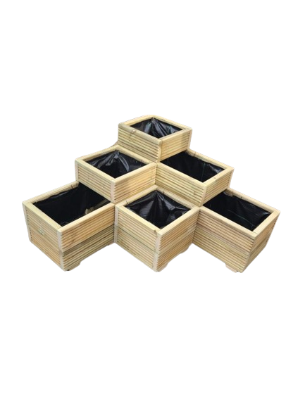 3 TIERED L SHAPE CORNER WITH SQUARE GARDEN WOODEN DECKING PLANTER