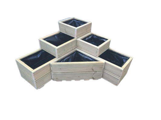 3 TIERED L SHAPE CORNER  WITH TRIANGLE  GARDEN WOODEN  DECKING PLANTER