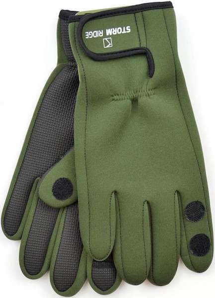 Adults Green Neoprene Sports Activity Fishing Hunting Gloves by Storm Ridge