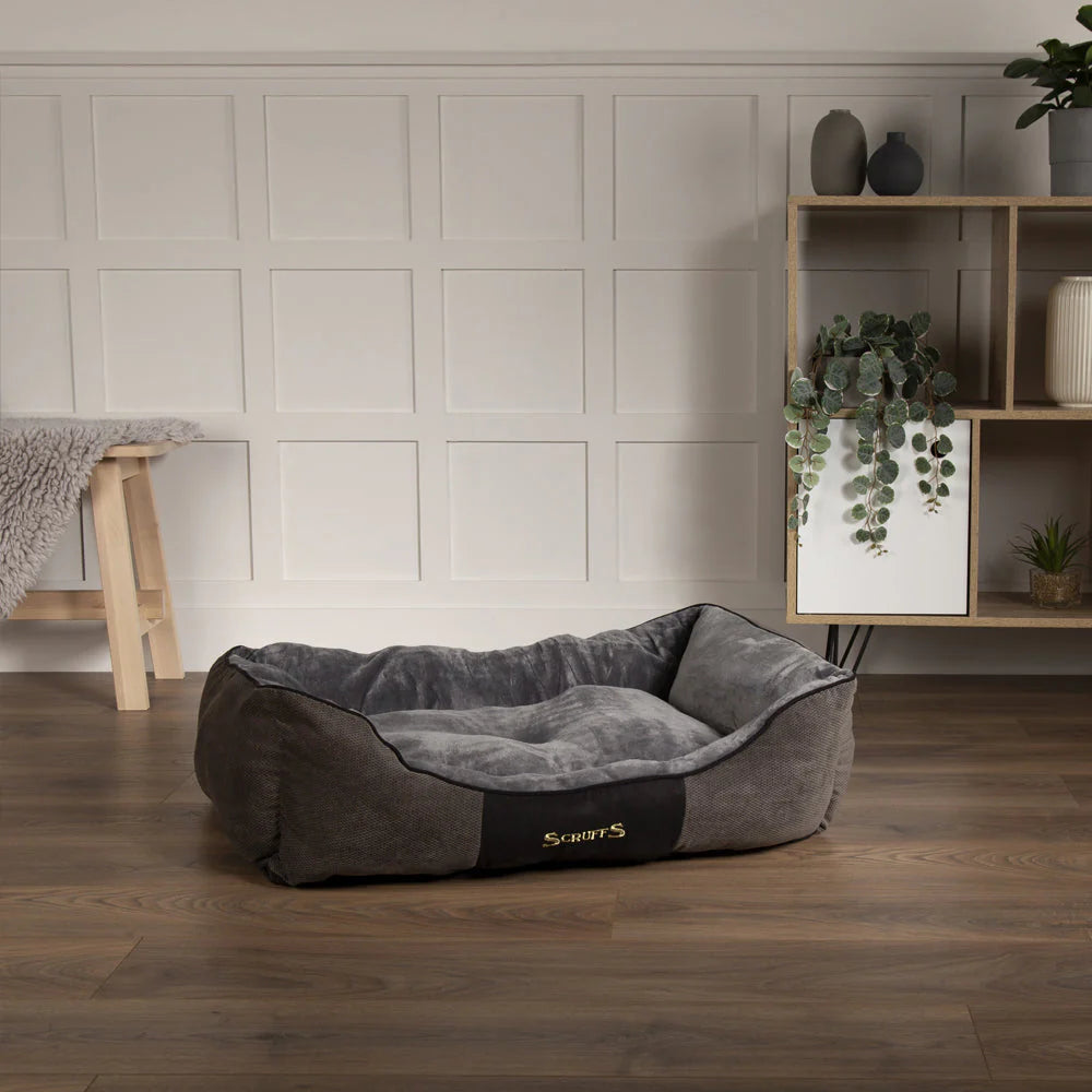 Luxury Chester Box Dog Bed by Scruffs - Graphite Grey Or Chocolate Brown