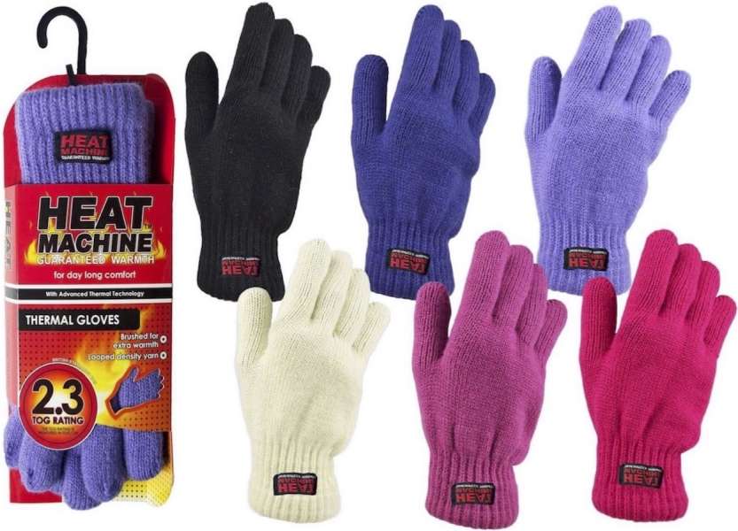 Ladies Knitted 2.3 Tog Insulated Thermal Gloves by Heat Machine