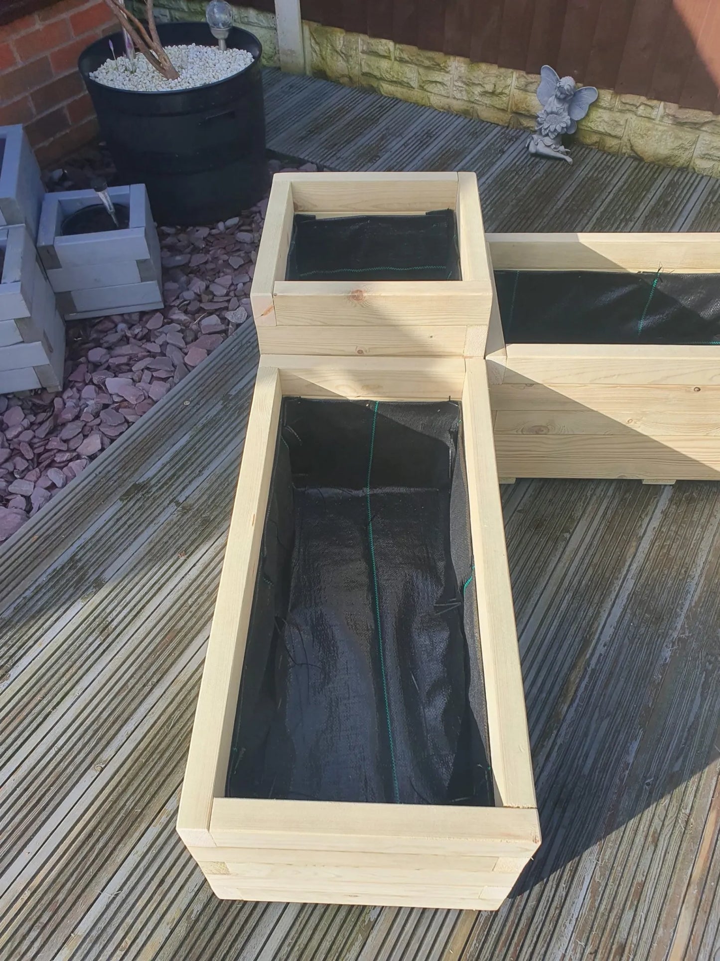 Large Corner Wooden Treated Garden Planter Plant Pot Combi
