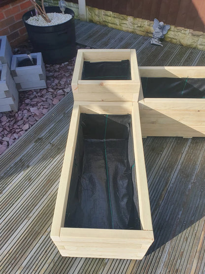 Large Corner Wooden Treated Garden Planter Plant Pot Combi