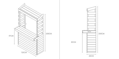 Large Rustic Wooden Garden Bar with Roof