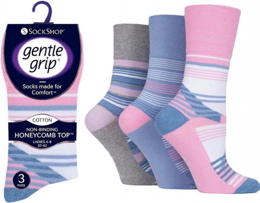 Ladies Gentle Grip Non Binding HoneyComb Loose Top Socks UK 4-8 by SockShop