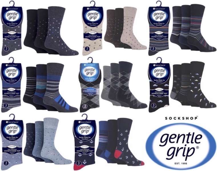Men's Gentle Grip Non Binding HoneyComb Loose Top Socks UK 6-11 by SockShop