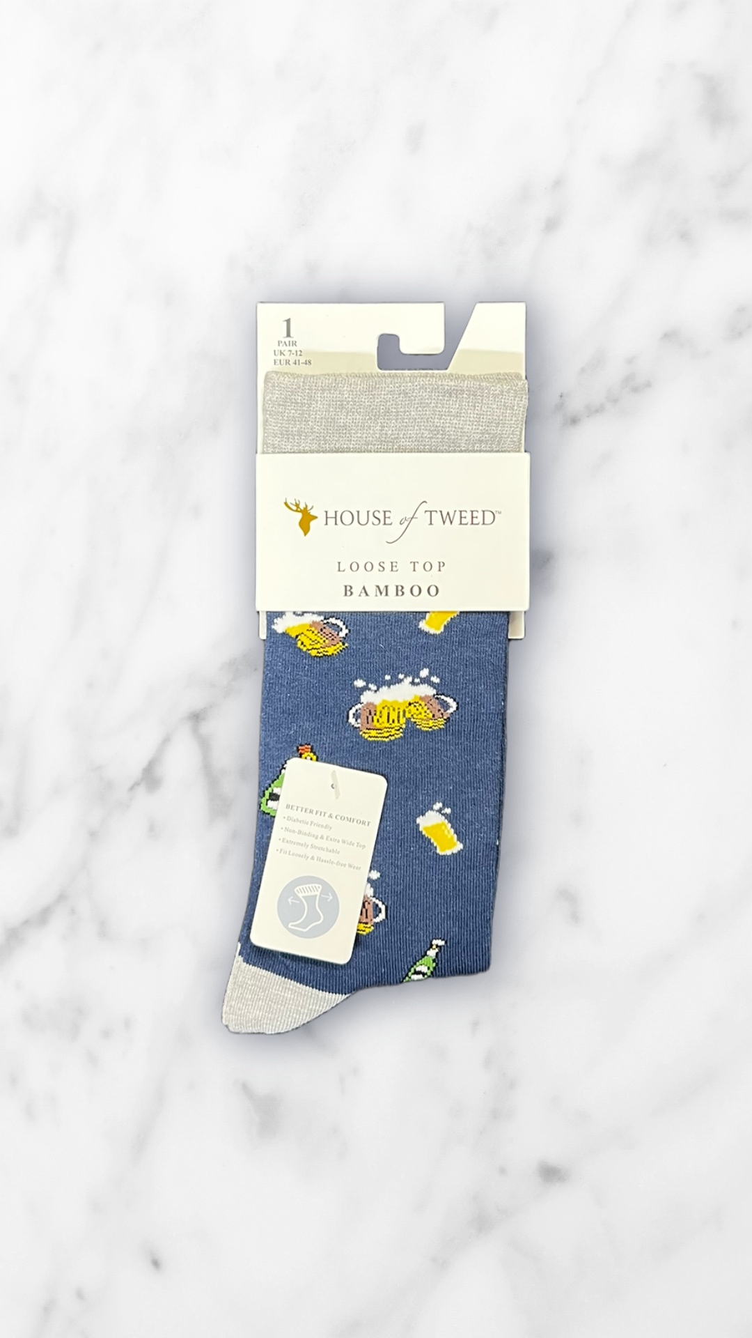 Mens House Of Tweed Bamboo Socks UK 7-12 (Loose Fit/Diabetic Friendly)