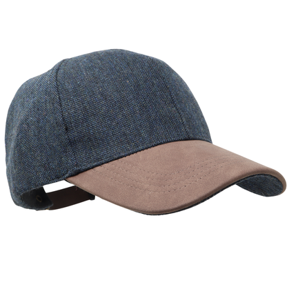 Plain Tweed Baseball Cap with wax peak 3 colours to choose from