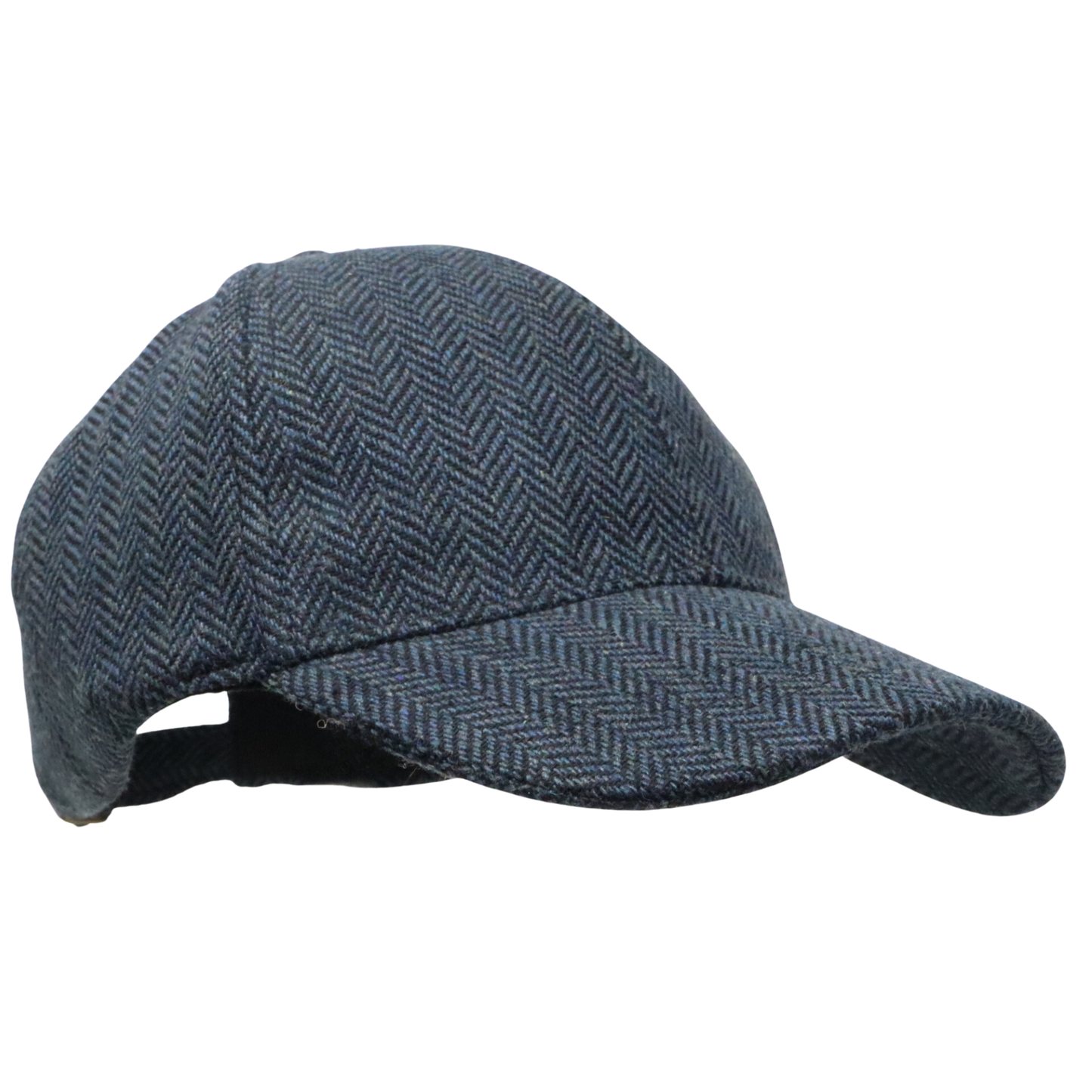 Herringbone Tweed Baseball Cap with Self-Coloured Peak.
