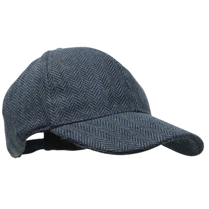 Herringbone Tweed Baseball Cap with Self-Coloured Peak.