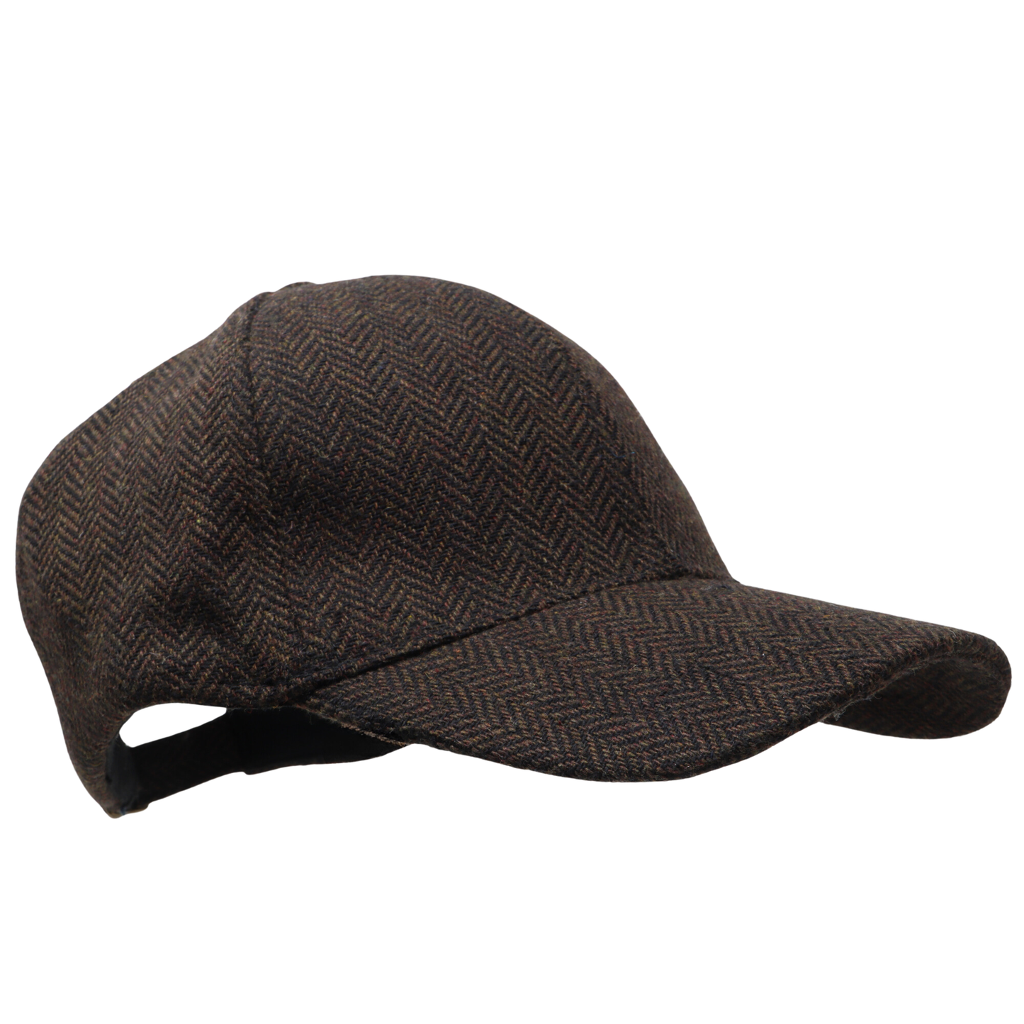 Herringbone Tweed Baseball Cap with Self-Coloured Peak.