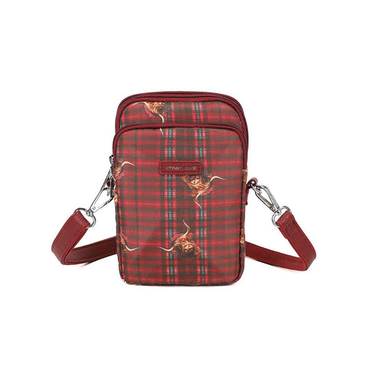 Highland Cow Print Mobile Crossbody Shoulder Bag Red